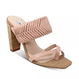 New ! Charles David Women's Horatio Woven Chunky Heel Sandals Nude Pink 6.5 Boho